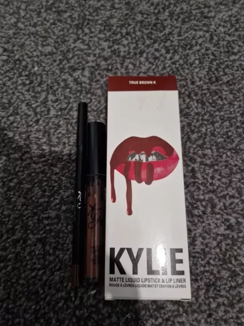 Brand New Kylie Matte Liquid Lipstick Annd Lip Liner Shade True Brown K