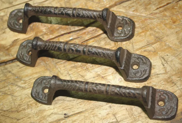 12 Cast Iron Antique Style RUSTIC Barn Handle, Gate Pull Shed Door Handles Fancy 2