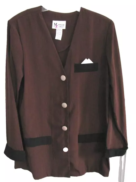 NEW MAGGIE SWEET Faux Silk Chocolate Brown Spring Suit Jacket, M £23.10 ...