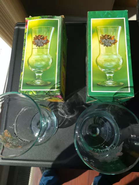 Rain Forest Cafe Hurricane Glasses . Set Of 2 From Nashville Cafe With Boxes