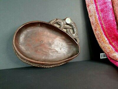 Old New Zealand Cast Change Bowl with Paua Shell Inlay …beautiful display piece