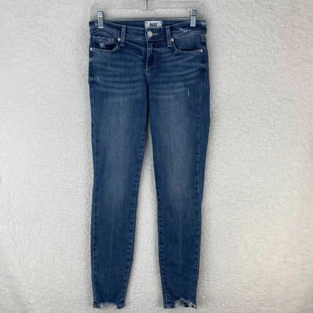 Paige Blue Denim Verdugo Ankle Skinny Leg Jeans Womens Stretch Low Rise Size 26