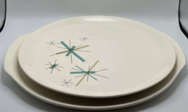 Salem North Star LOT 1 Serving Platter / Cake Plate & 1 Dinner Plate Atomic