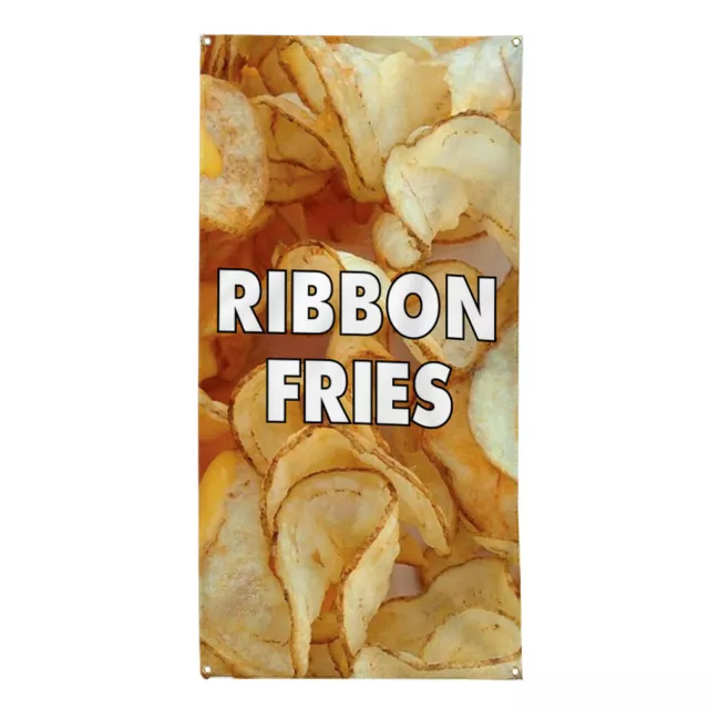 Vertical Vinyl Banner Multiple Sizes Ribbon Fries Food and Drink Outdoor