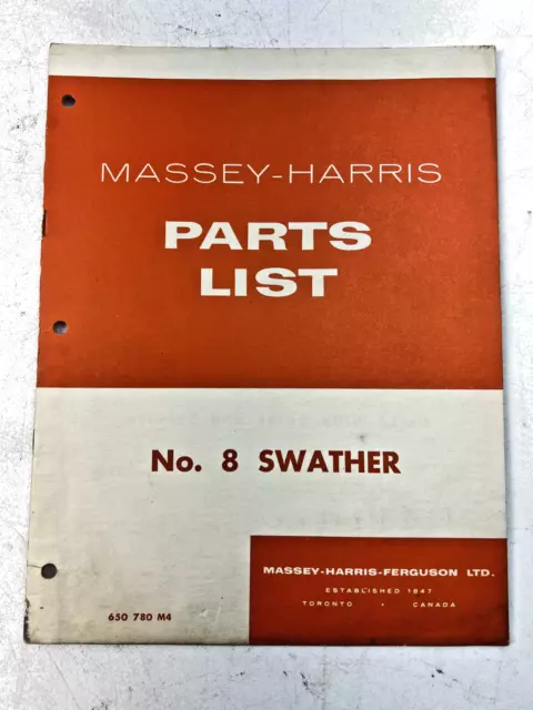 Vintage 1955 Massey-Harris No. 8 Swather Parts List