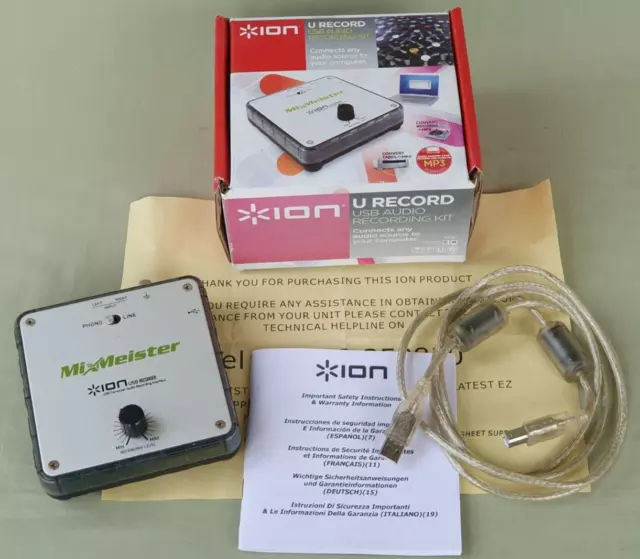ION U Record MIXMEISTER USB Audio Interface Recording Kit Cassette Vinyl to MP3