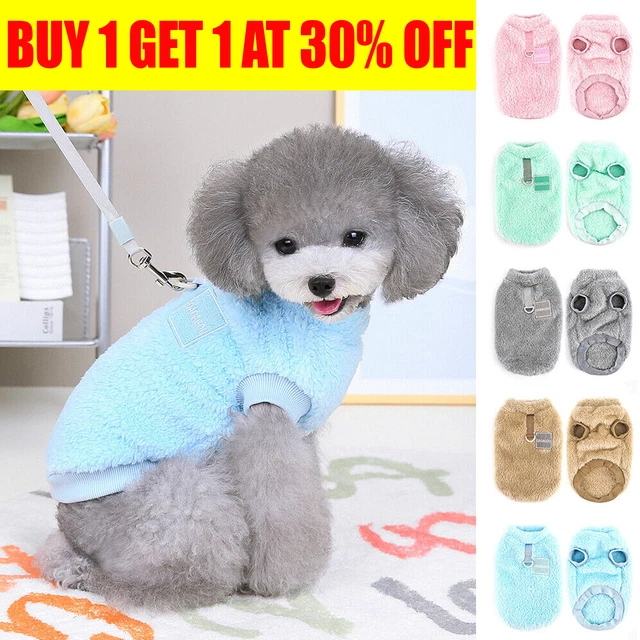 Pet Fleece Clothes Puppy Dog Jumper Sweater Small Yorkie Cat Coat Vest&Lead Ring