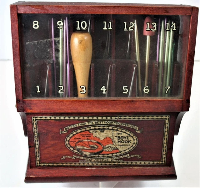 Antique Boye Hook Needle Display Cabinet Perfect Condition Sewing