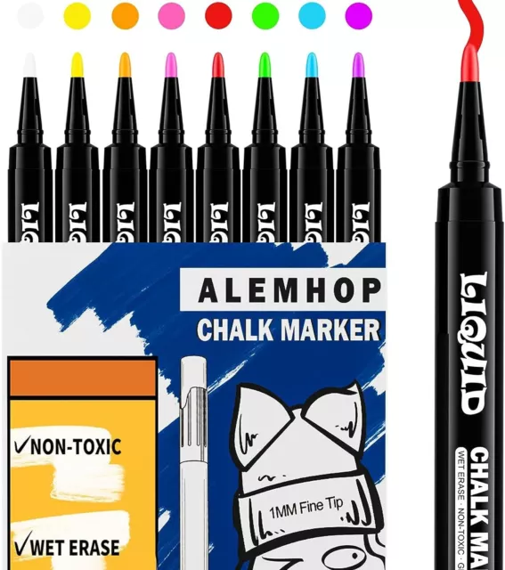 Chalk Markers for Blackboard  - Liquid Chlak Pens for Chalk 8 Pack