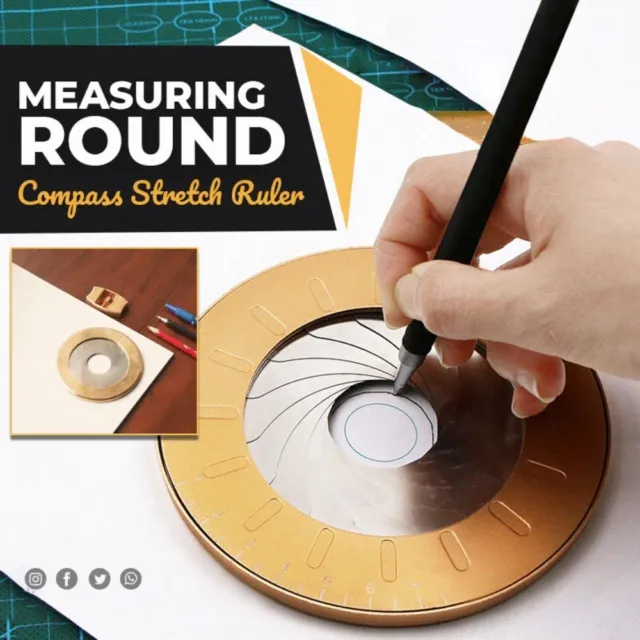 Measurement Round Ruler Stainless Steel Round Compass Stretch Ruler  Measuring