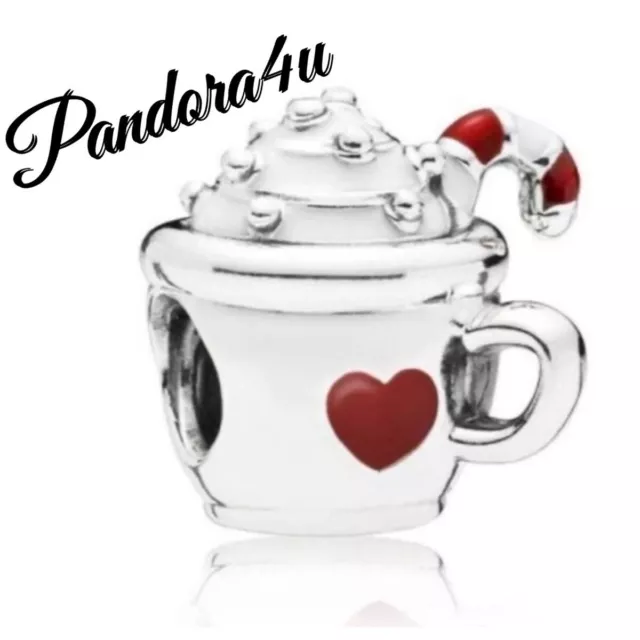 Pandora "Warm Cocoa" Charm Candy Cane Mug Christmas Coffee Cup NeW Tags PAN BOX