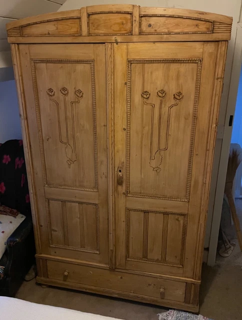 Antique Dutch Pine Wardrobe. One large drawer below. Excellent condition.