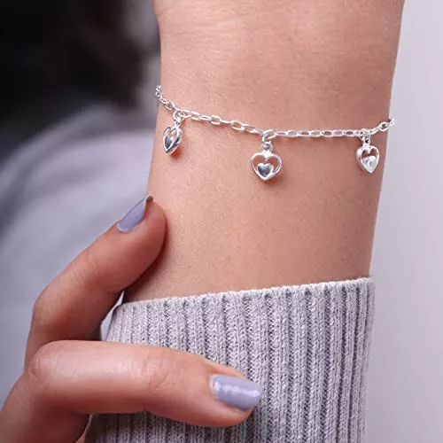 Simple & Unique 925 Argent Sterling Mini Bracelet Breloque Cœur Pour Femme 2