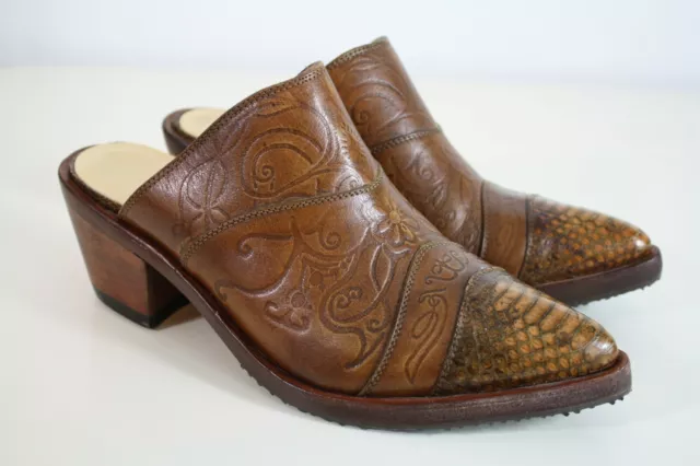 Salpy Women's Brown Tooled Western Mule Clog Slip On Shoes 6.5 Salpy Women's Brown Tooled Western Mule Clog Slip On Shoes 6.5