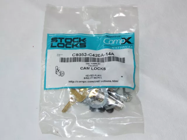 CompX National C8053-C420A-14A Disc Tumbler Flex Cam Lock Keyed Alike Bright Nic