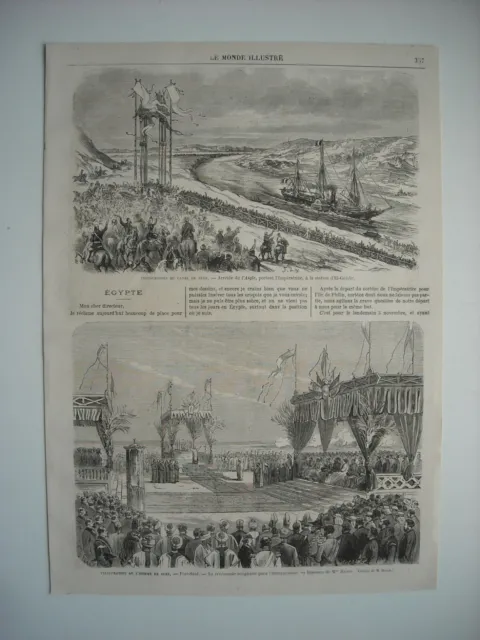 Gravure 1869. Inaugu Isthme De Suez. Port-Saïd. La Geremonie Religieuse Pour L’i