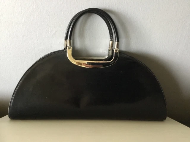 Sac à main demi lune en cuir noir