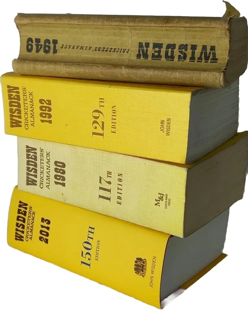 4 Wisden Cricketers Almanacs, 1947, 1980, 1992 & 2013 150th Edition Hardback