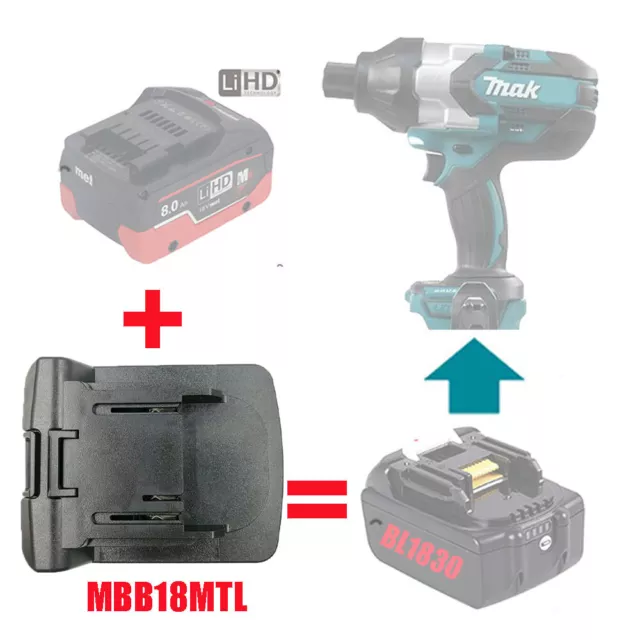 Battery Adapter For Metabo 18V Li-ion Battery Convert to Makita 18V Power Tools
