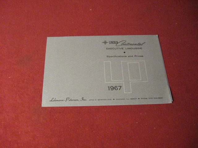 1967 Lincoln Limousine Price & Spec Sales Brochure Catalog Booklet Old Original