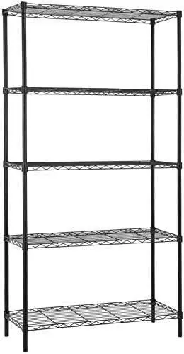 5-Tier Classic Wire Storage Rack Organizer Kitchen Shelving Unit, Black