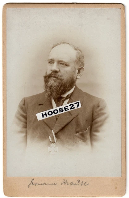 Foto Portrait Träger Eisernes Kreuz 1870 Zivilanzug E. Krause 1899 CDV original