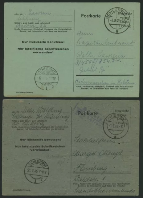 ALL. BES. AUFBRAUCHAUSGABEN 1945, 6 Pf. schwarz Type I, 4 Karten in