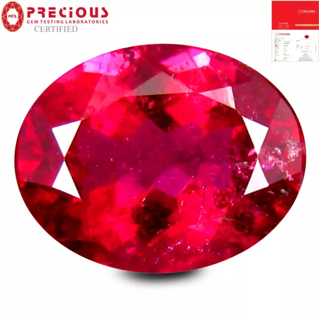 2.37 CT Pgtl Certifié Ovale (10 X 8 MM ) Rougeâtre Rose Rubellite Tourmaline