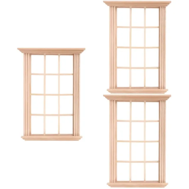 3/12 oggetti di scena tradizionali in legno per finestre non funzionanti ornamenti simulati