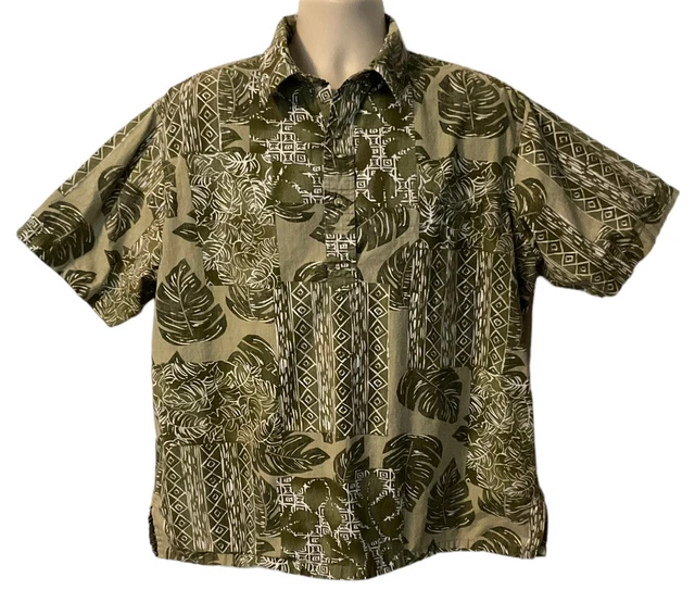 Vintage ONO Hawaii Tapa Liberty House Broadcloth PULLOVER Shirt XL *excellent*