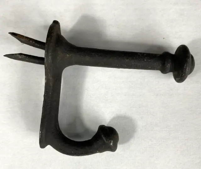 Vintage CAST IRON Antique Coat Scarf Hat Hook Small 2 1/4" with prongs 8