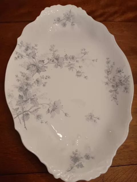 Porcelain  Oval Serving Platter  From Austria 16"× 11". Beautiful Blue Flowers