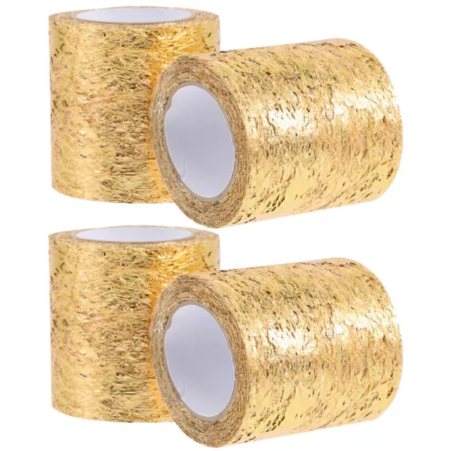 4 Rolls Gold Mesh Tulle Ribbon for Decor Flower Gauze Glitter Manual Decorate