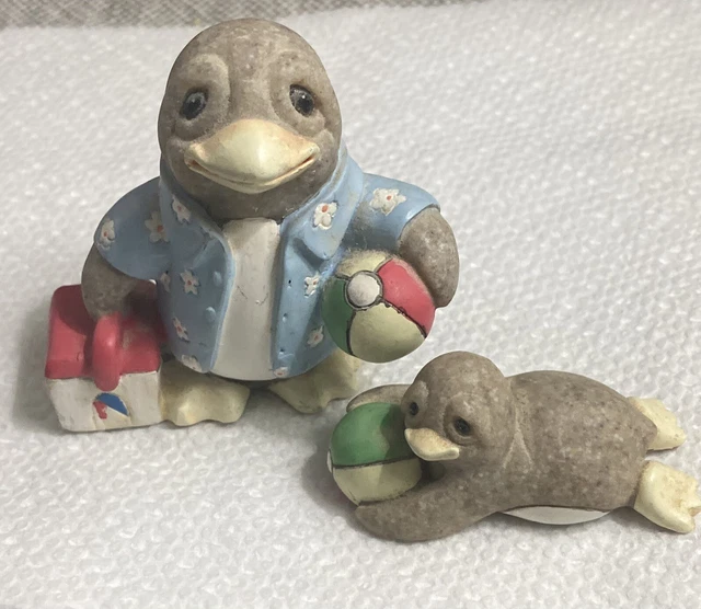 Quarry Critters Beach Penguins with Ball and Cooler Dad & Child Mini Set of 2