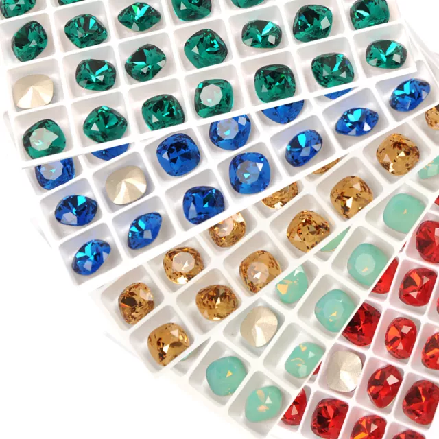 Cushion Cut All Colors Sewing Glass Rhinestones Sew On Diamond Strass Stones DIY