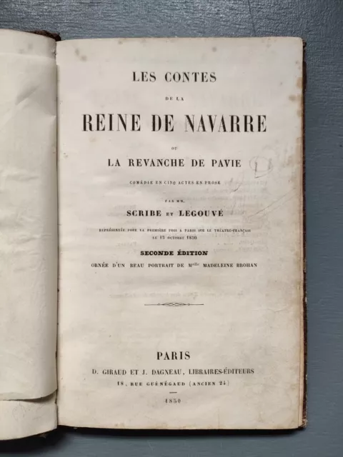 Les Contes de la Reine de Navarre - Relié - Scribe et Legouvé - 2e édition  1850 3