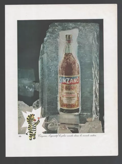 Original Reklame, Cinzano 1953 - Frankreich, Spirituosen, Aperitif, Zebra