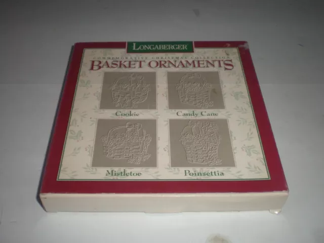 Longaberger Commemorative Christmas Collection Pewter Basket Ornaments 1995 New