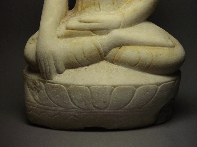 ANTIQUE BURMESE SHAN STATES MARBLE STATUE OF BUDDHA, MYANMAR, 19th C. 11