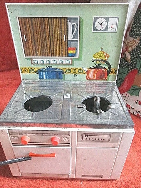 Jouet Ancien Cuisinière En Métal - Allemagne Fuchs, Tôle émaillée