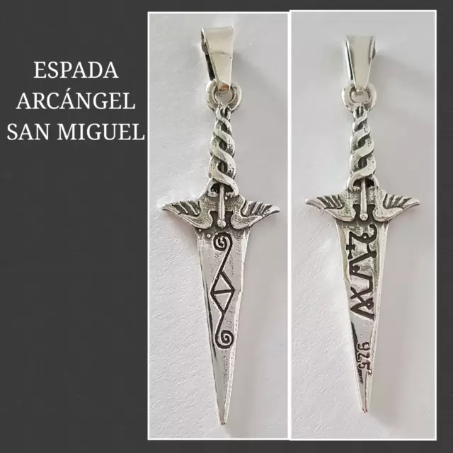 Espada San Miguel Plata Ley Colgante Arcangel  San Miguel Silver Arcangel Sword