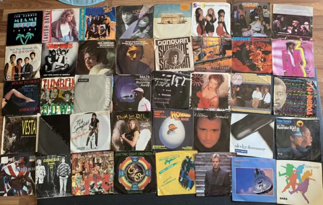 Lot Of 40 Picture Sleeve Vinyl 45 RPM Records Peter Gabriel Phil Collins ELO Sti