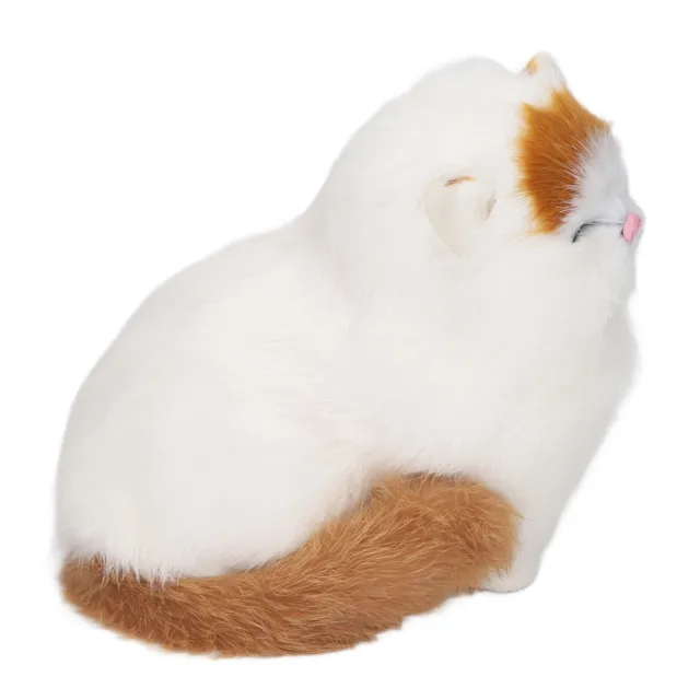 (Eyes Closed) Furry Cat Figurine Cute Lovely Synthetic Fur Cat Statue For
