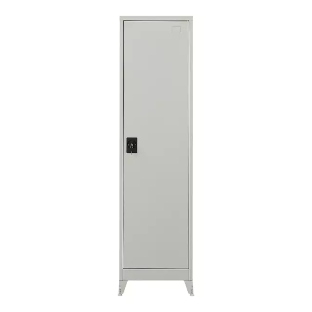 Single-Door Metal Tall Cabinet Shelf or Home Office Gym - Grey with Legs 3