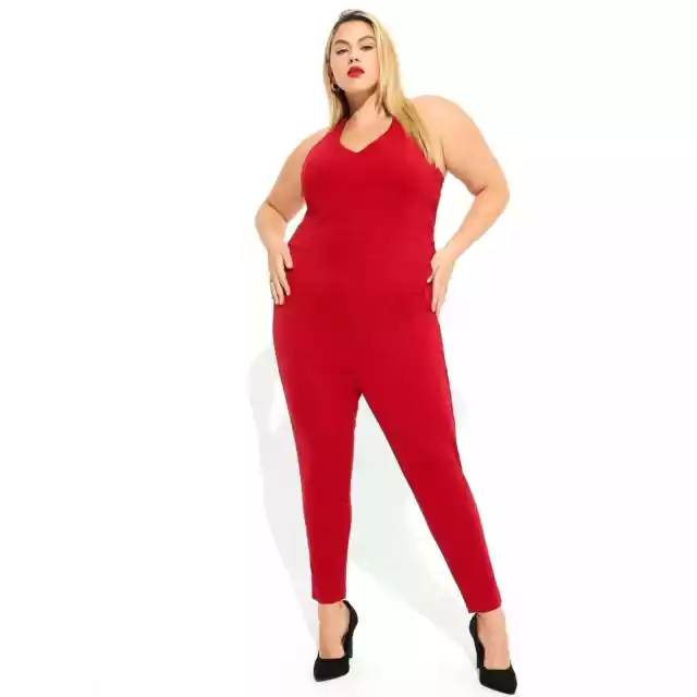 Torrid Plus Size 1 (1X) Sexy Red Marilyn Monroe One Piece Halter Jumpsuit New