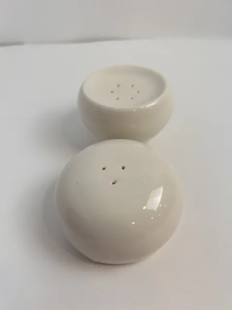 Vintage Russel Wright Iroquois Stacking Salt & Pepper Shakers - White MCM