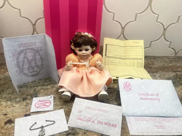 Marie Osmond Baby Marie's 1st Birthday Tiny Tot Porcelain Doll Box COA Necklace