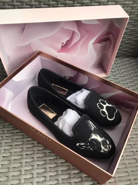 TED BAKER BLACK sell out frenchie AYAYA dog slippers size 4 37 US
