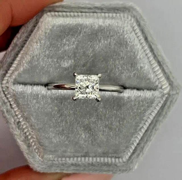 2Ct Princess Cut Lab Created Diamond Solitaire Women's Ring 14K White Gold Over