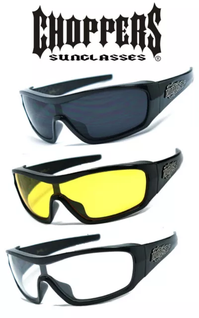 1 or 3 Pairs Mens Choppers Shield Motorcycle Biker Sunglasses Extreme Sports